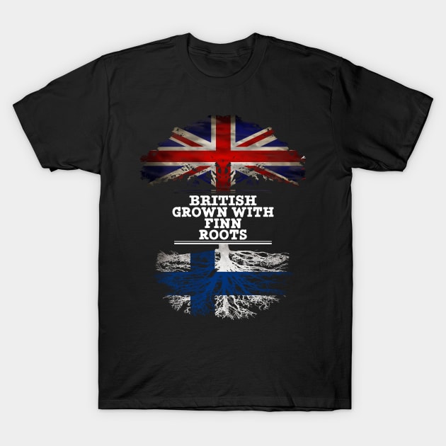 British Grown With Finn Roots - Gift for Finn With Roots From Finland T-Shirt by Country Flags